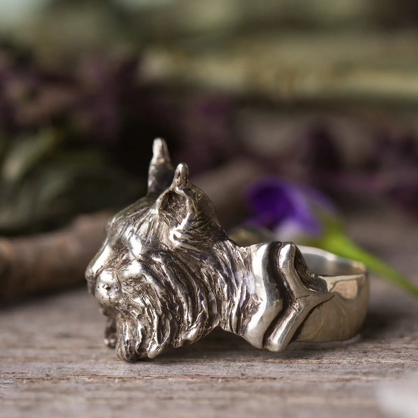 Lynx Statement Ring, Sterling Silver Spirit Animal Jewelry, Woodland Wild Cat Ring