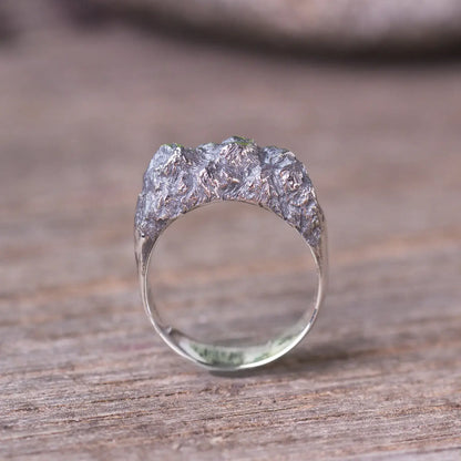 Rugged Textured Mountain Ring, Solid 925 Sterling Silver, Nature-Inspired Jewelry