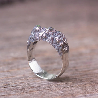 Rugged Textured Mountain Ring, Solid 925 Sterling Silver, Nature-Inspired Jewelry