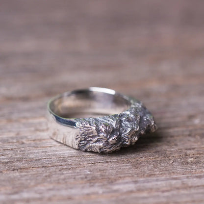 Rugged Textured Mountain Ring, Solid 925 Sterling Silver, Nature-Inspired Jewelry