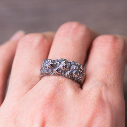 Rugged Textured Mountain Ring, Solid 925 Sterling Silver, Nature-Inspired Jewelry