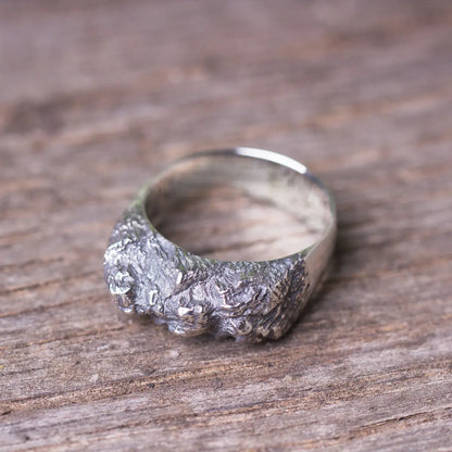 Rugged Textured Mountain Ring, Solid 925 Sterling Silver, Nature-Inspired Jewelry