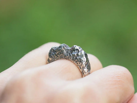 Mountain Ring, Sterling silver rock ring, Organic Textured Ring, Nature jewelry