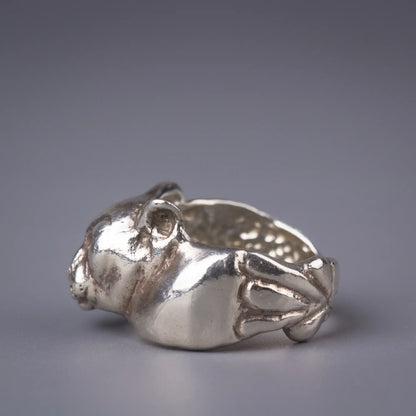 Sterling Silver Mountain Lion Cougar Ring, Handcrafted Spirit Animal Jewelry, Symbolizing Strength and Courage