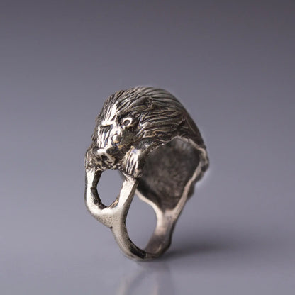 Porcupine Sculpted Silver Ring, Wild Animal Totem Artisan Ring