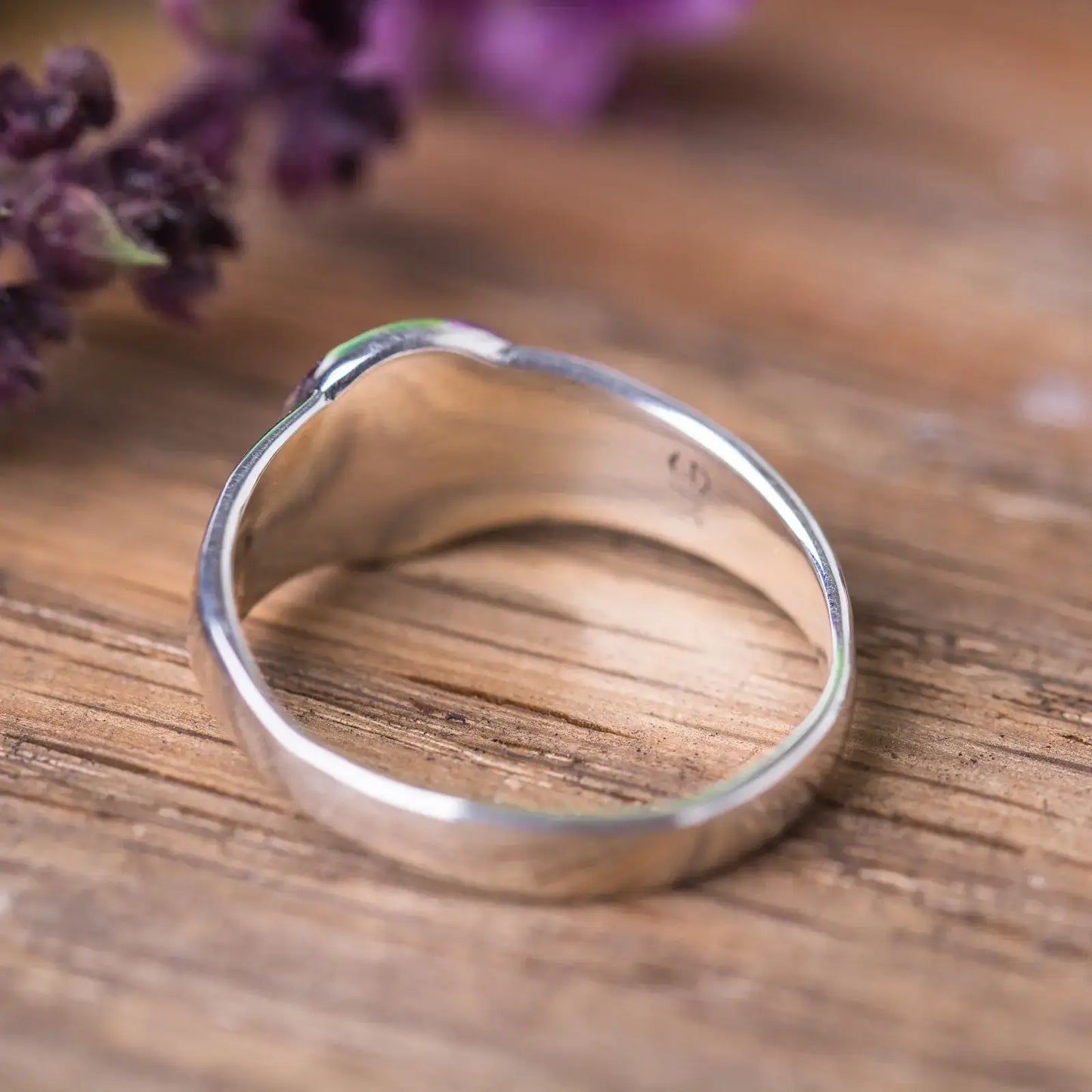 Signet Flower Ring in Sterling Silver, Ancient Style Ring