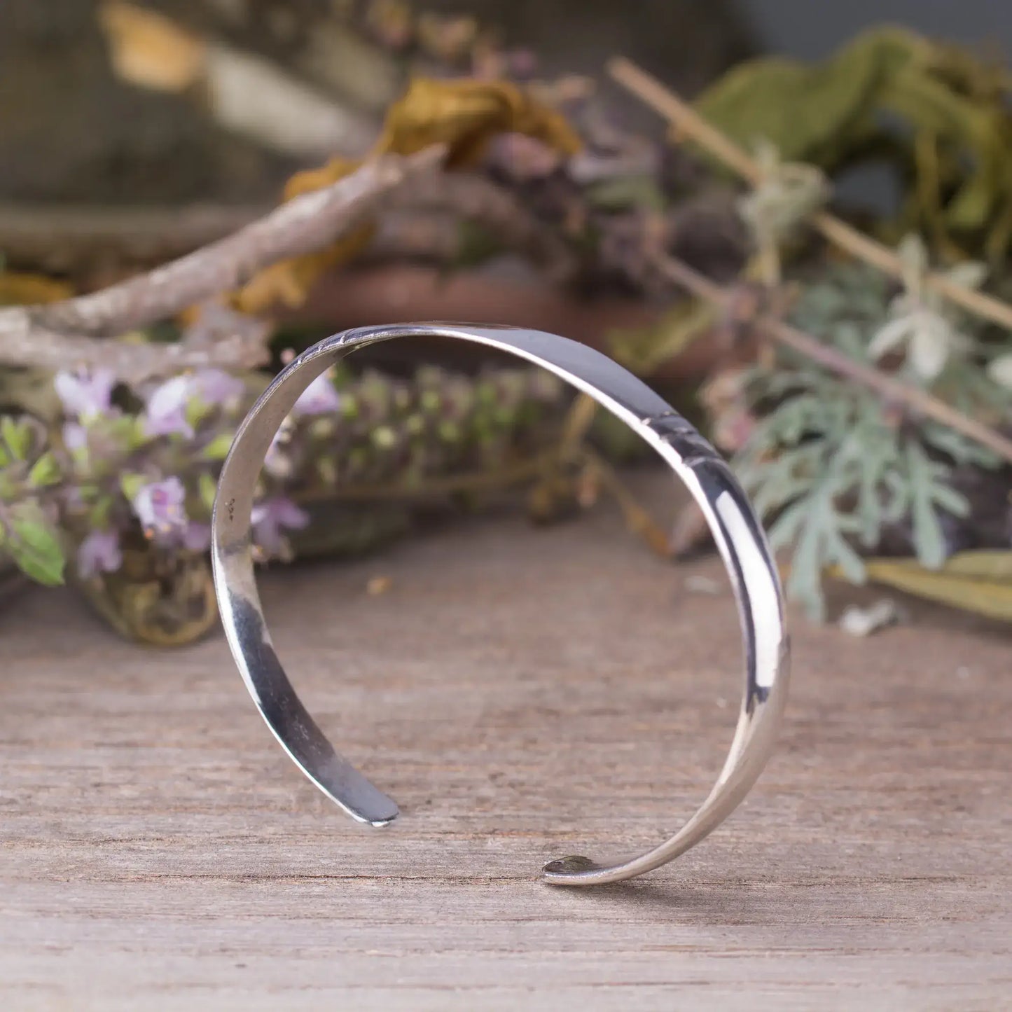 Minimalist Sterling silver cuff bracelet, Round silver cuff bracelet