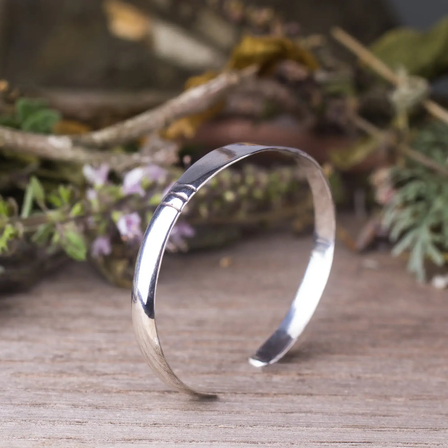 Minimalist Sterling silver cuff bracelet, Round silver cuff bracelet