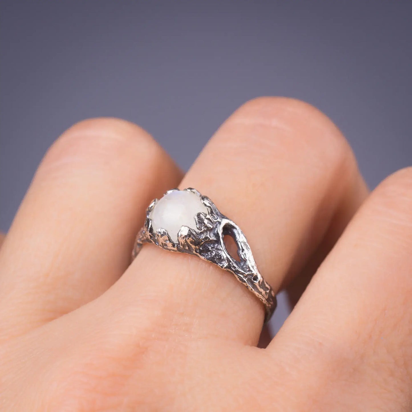 Moonstone Nature Ring in Sterling Silver, Branch Ring Fairy Tale Style Ring