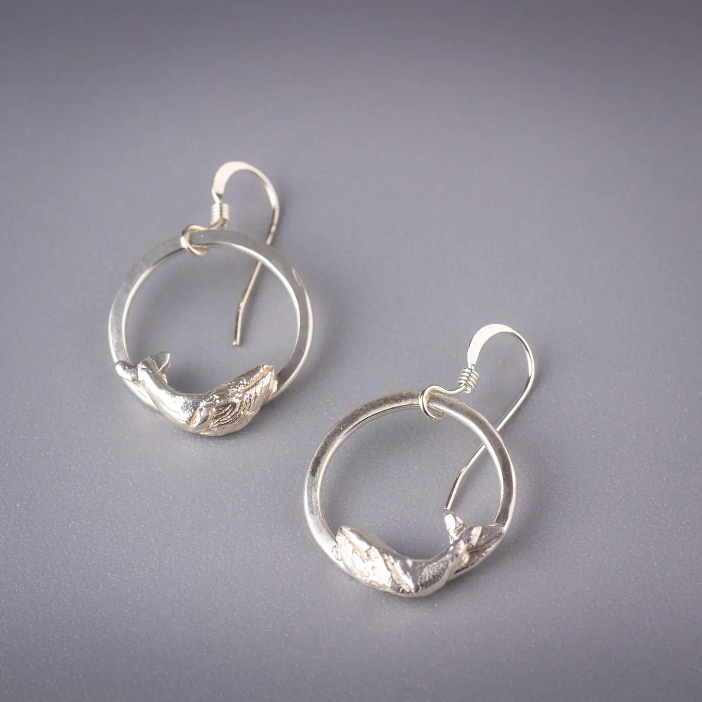 Whale Earrings in Sterling Silver, Ocean Handcrafted Jewelry, Whale Lovers Gift