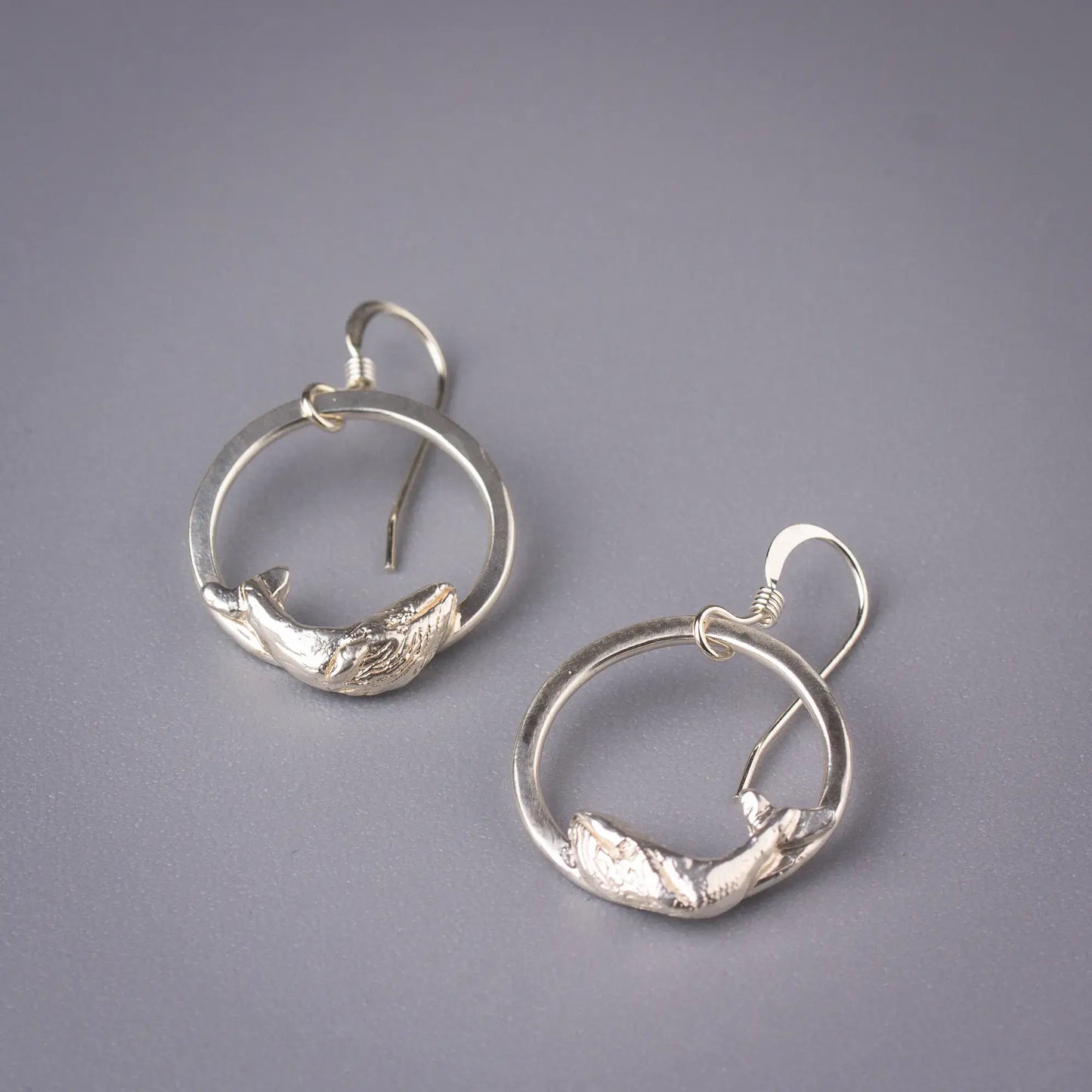 Whale Earrings in Sterling Silver, Ocean Handcrafted Jewelry, Whale Lovers Gift