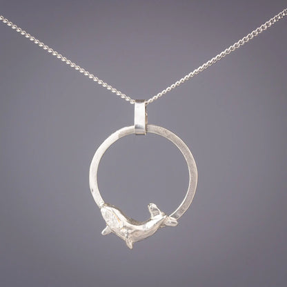 Whale Pendant, Sterling Silver Humpback Whale Necklace, Ocean Themed Jewelry