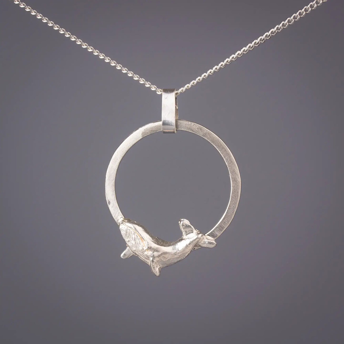 humpback whale pendant in silver