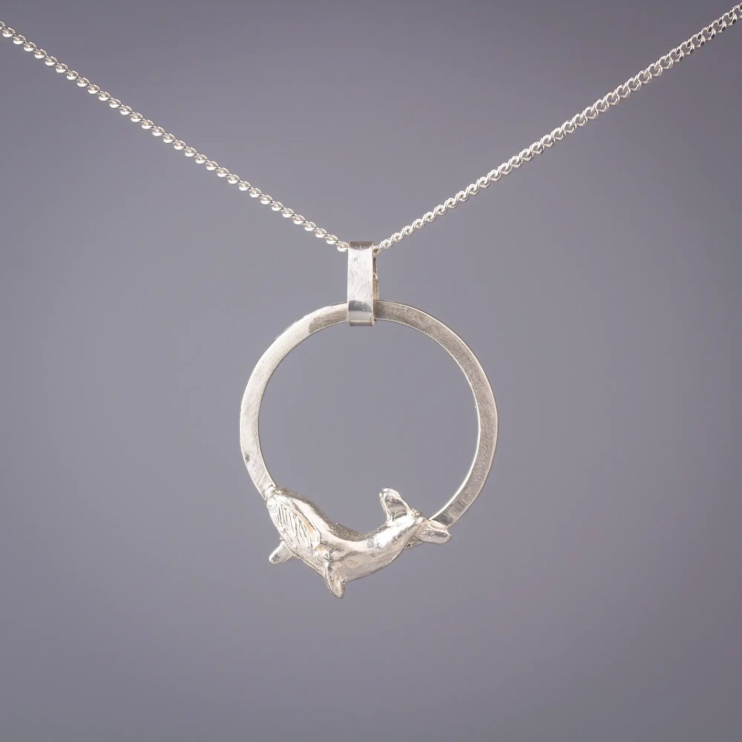 Whale Pendant, Sterling Silver Humpback Whale Necklace, Ocean Themed Jewelry